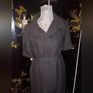 Black Simply Vera Wang Buttonless Coat Dress Waist Strap Small